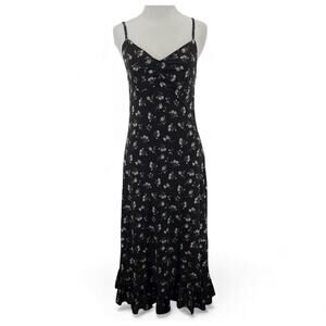 Ultra Flirt‎ Size S Fairy Grunge Baby Doll Black Floral Midi Dress Coquette Dark